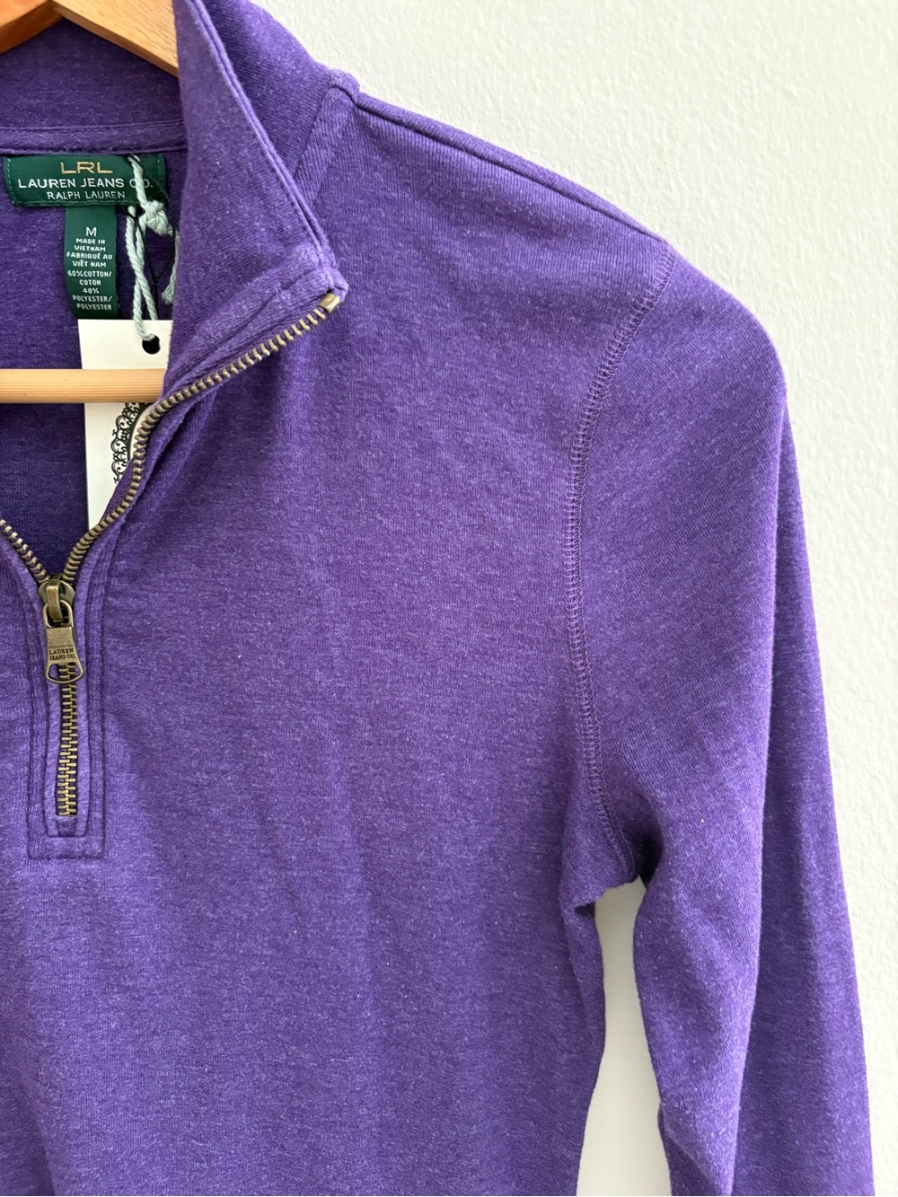 Ralph Lauren Purple Half-Zip Cowl Neck Pullover